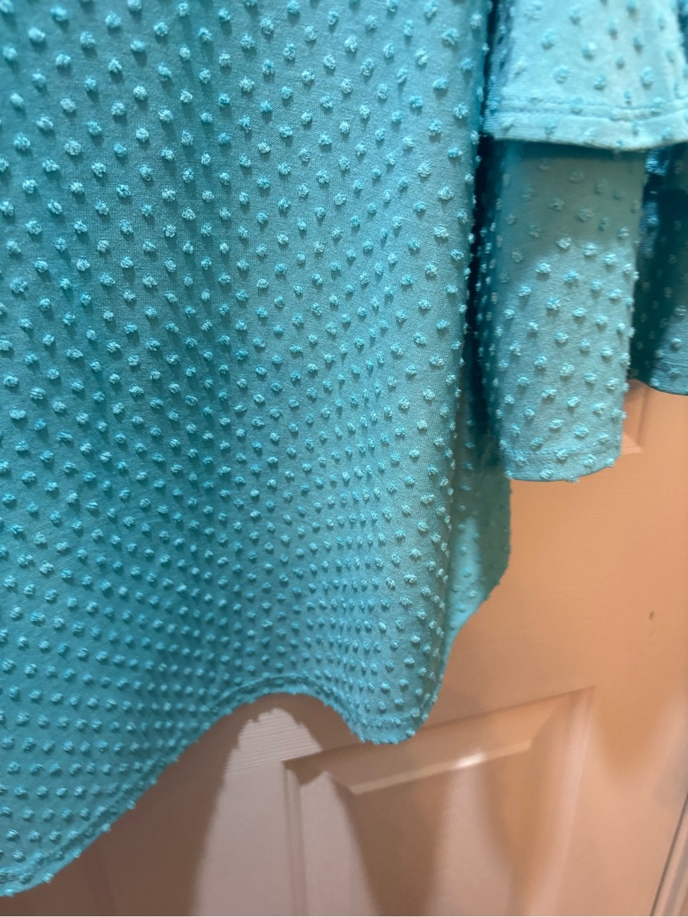 Ruby Rd. Large Women's Teal Textured Ruffle Sleeve Top - Picture 6 of 16